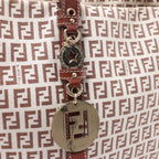 FENDI Zucchino Canvas & Leather Shoulder Bag in Beige 8BH215