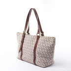 FENDI Zucchino Canvas & Leather Shoulder Bag in Beige 8BH215