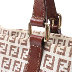FENDI Zucchino Canvas & Leather Shoulder Bag in Beige 8BH215