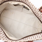 FENDI Zucchino Canvas & Leather Shoulder Bag in Beige 8BH215