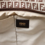 FENDI Zucchino Canvas & Leather Shoulder Bag in Beige 8BH215