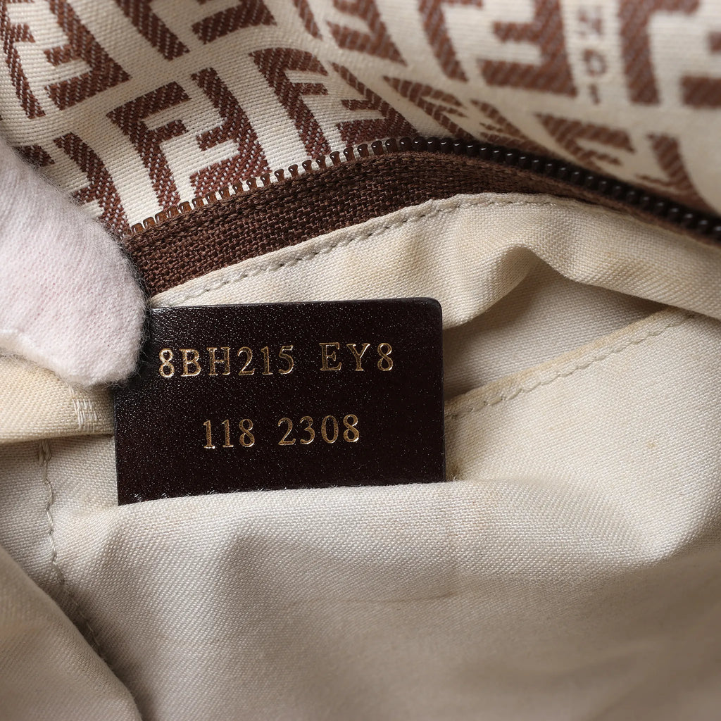 FENDI Zucchino Canvas & Leather Shoulder Bag in Beige 8BH215