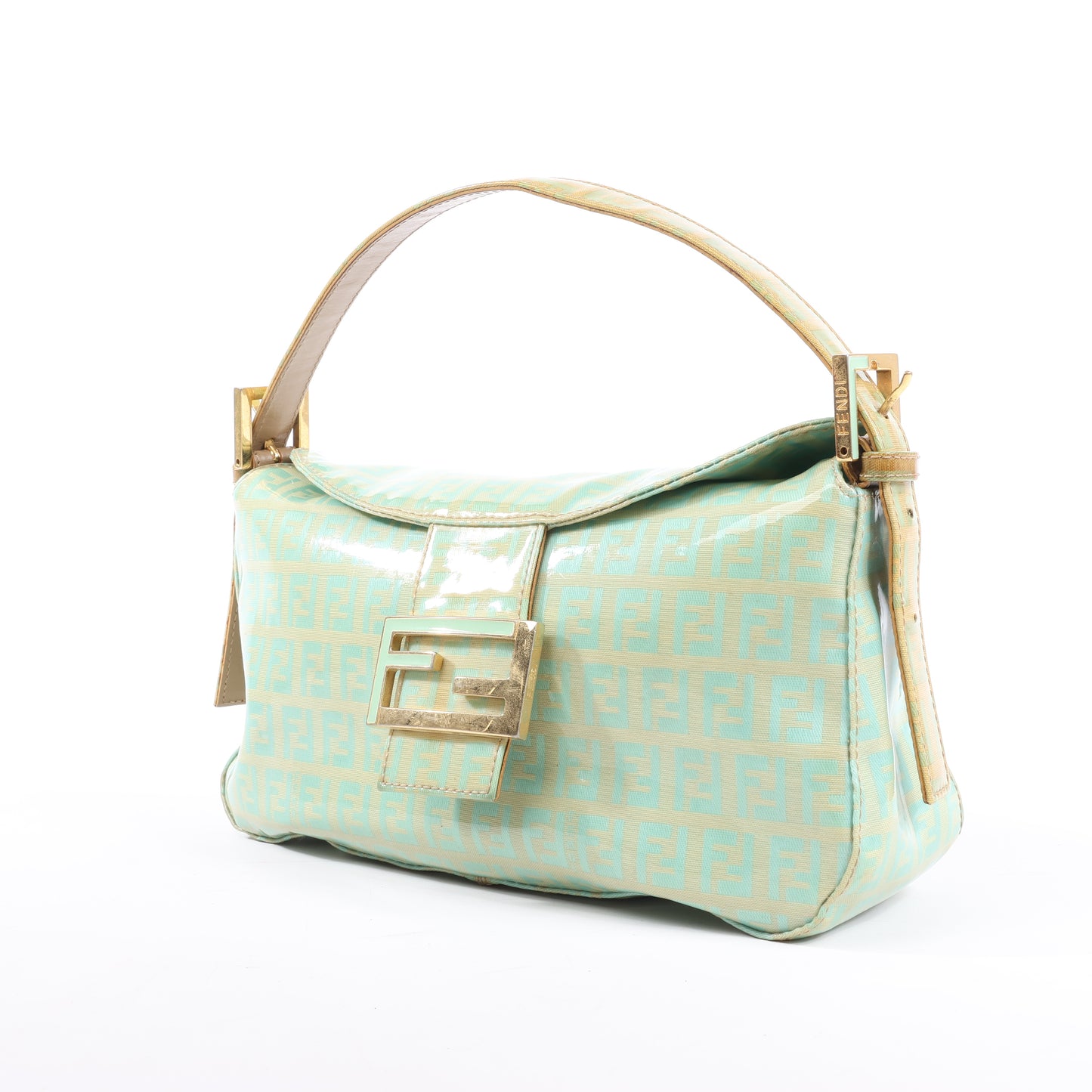 FENDI Baguette Zucchino Coating Canvas Shoulder bag in Green