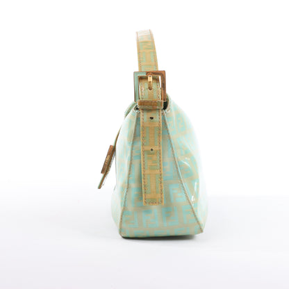 FENDI Baguette Zucchino Coating Canvas Shoulder bag in Green