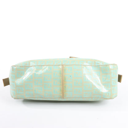 FENDI Baguette Zucchino Coating Canvas Shoulder bag in Green