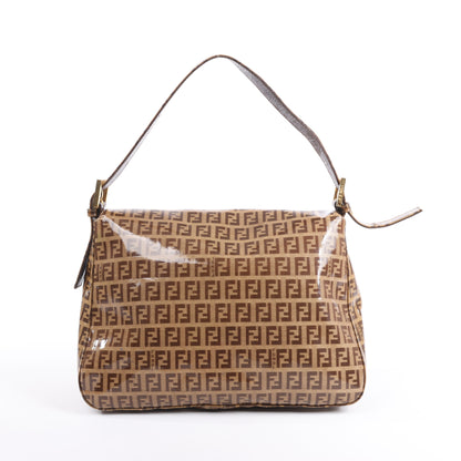 FENDI Zucchino Mamma Baguette Enamel Shoulder bag in Brown 26325