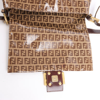 FENDI Zucchino Mamma Baguette Enamel Shoulder bag in Brown 26325
