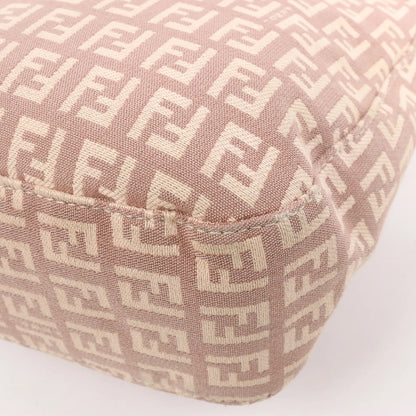 FENDI Mamma Baguette Zucchino Canvas & Leather Shoulder Bag in Pink 8BR036