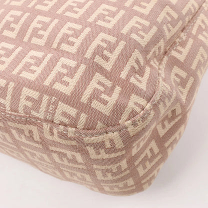 FENDI Mamma Baguette Zucchino Canvas & Leather Shoulder Bag in Pink 8BR036