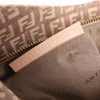 FENDI Mamma Baguette Zucchino Canvas & Leather Shoulder Bag in Pink 8BR036