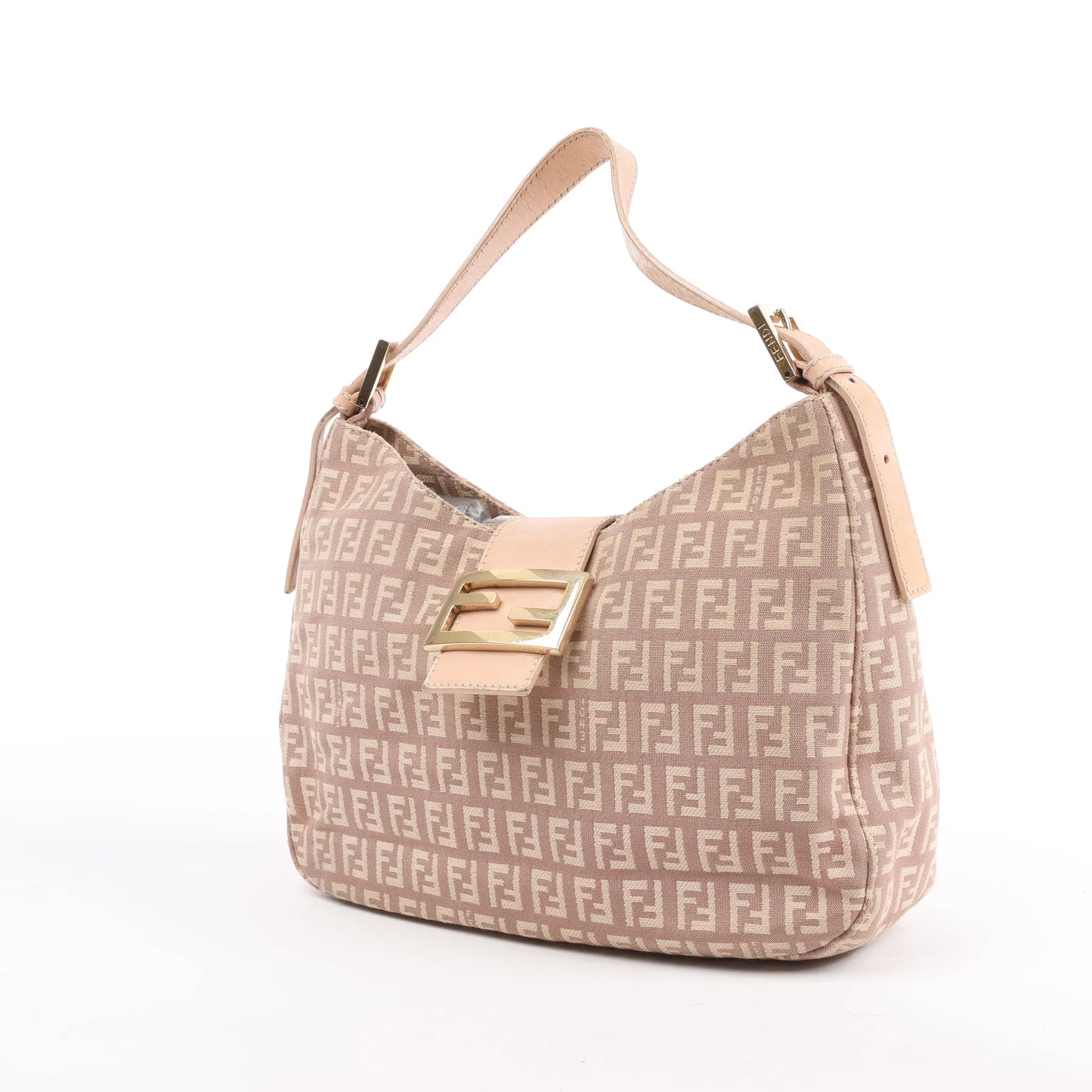 FENDI Mamma Baguette Zucchino Canvas & Leather Shoulder Bag in Pink 8BR036