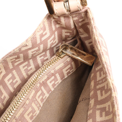 FENDI Mamma Baguette Zucchino Canvas & Leather Shoulder Bag in Pink 8BR036