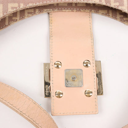 FENDI Mamma Baguette Zucchino Canvas & Leather Shoulder Bag in Pink 8BR036