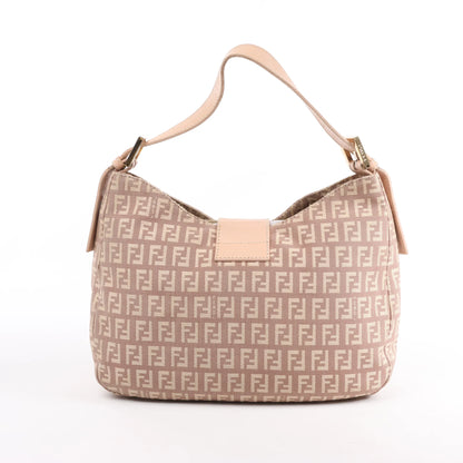 FENDI Mamma Baguette Zucchino Canvas & Leather Shoulder Bag in Pink 8BR036