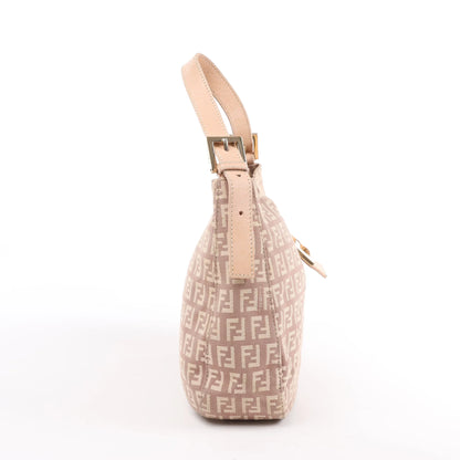 FENDI Mamma Baguette Zucchino Canvas & Leather Shoulder Bag in Pink 8BR036