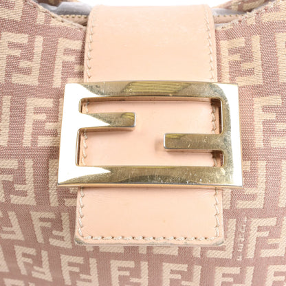 FENDI Mamma Baguette Zucchino Canvas & Leather Shoulder Bag in Pink 8BR036