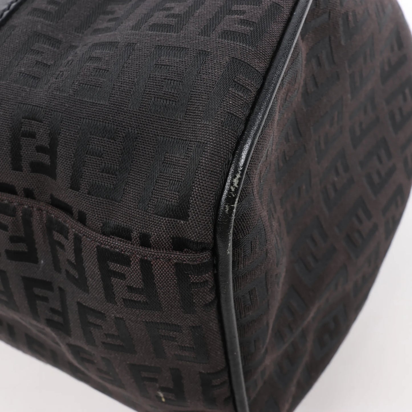 FENDI Zucchino Canvas x Leather Handbag in Brown 8BR091