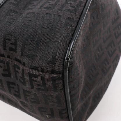 FENDI Zucchino Canvas x Leather Handbag in Brown 8BR091