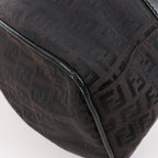 FENDI Zucchino Canvas x Leather Handbag in Brown 8BR091