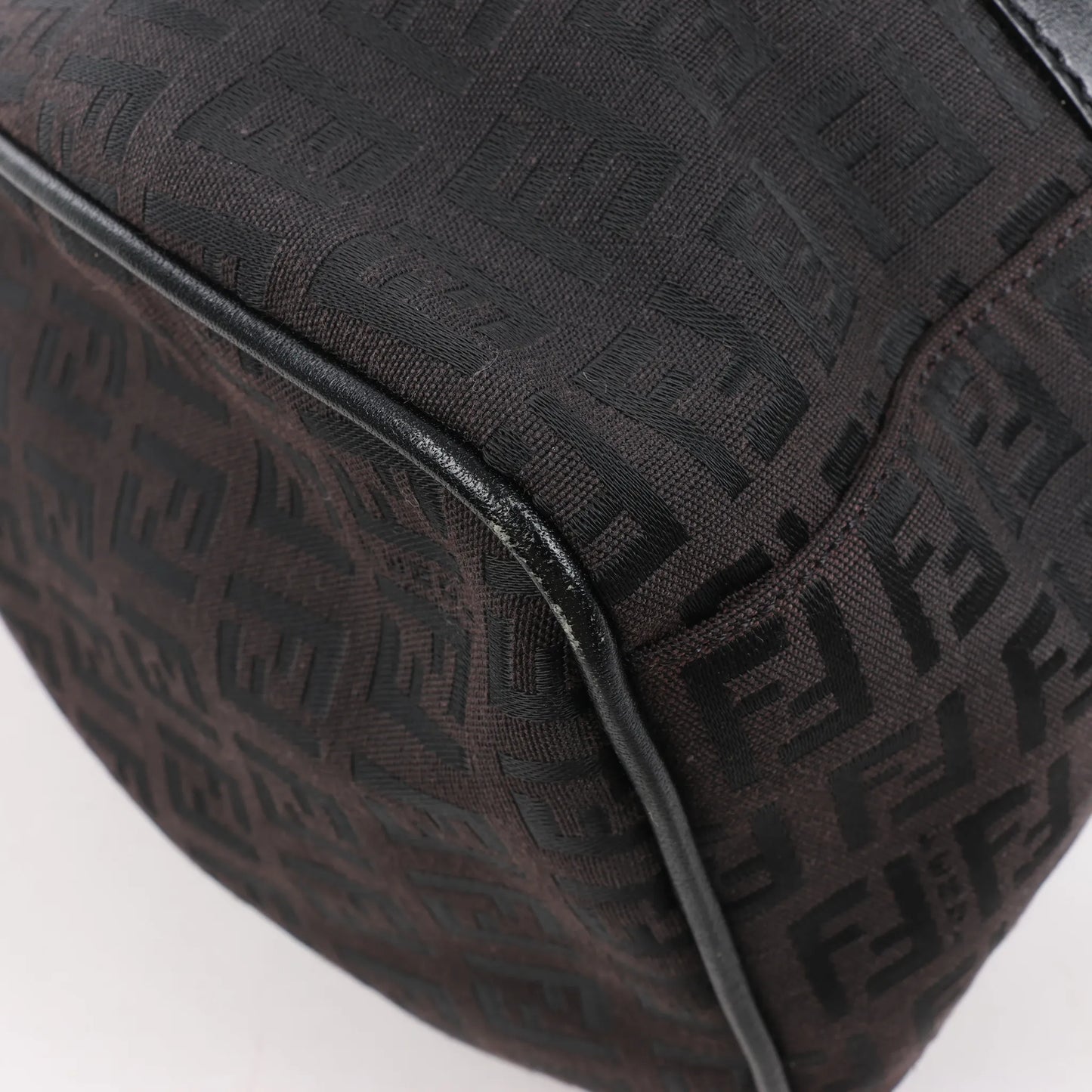 FENDI Zucchino Canvas x Leather Handbag in Brown 8BR091