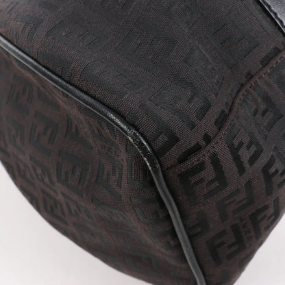 FENDI Zucchino Canvas x Leather Handbag in Brown 8BR091