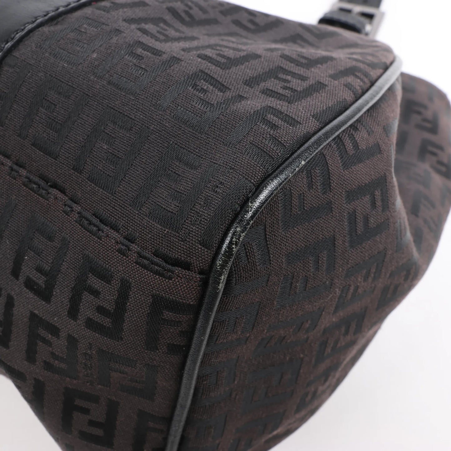 FENDI Zucchino Canvas x Leather Handbag in Brown 8BR091