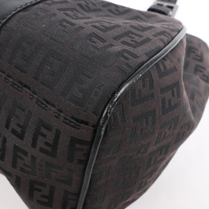 FENDI Zucchino Canvas x Leather Handbag in Brown 8BR091