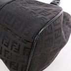 FENDI Zucchino Canvas x Leather Handbag in Brown 8BR091