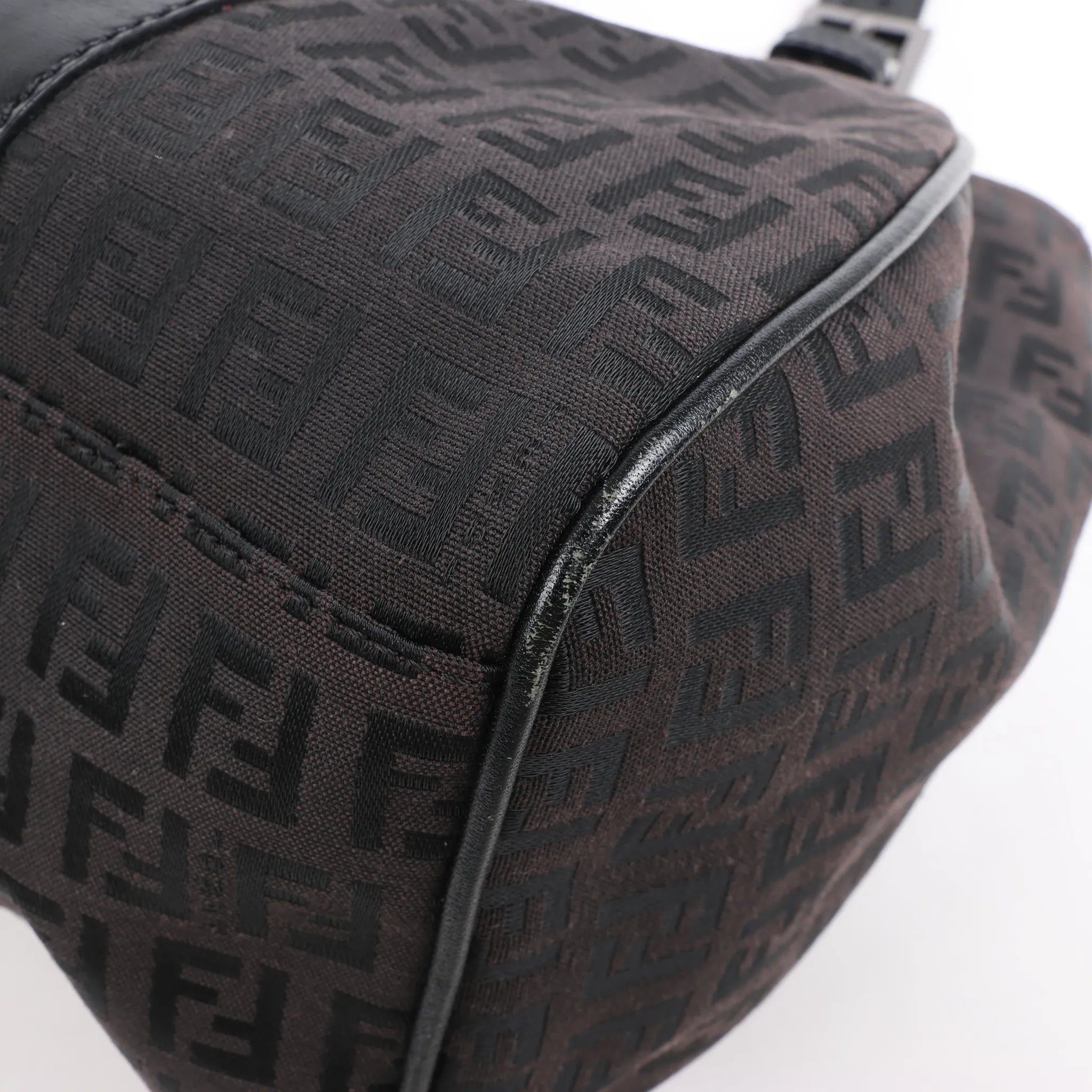 FENDI Zucchino Canvas x Leather Handbag in Brown 8BR091