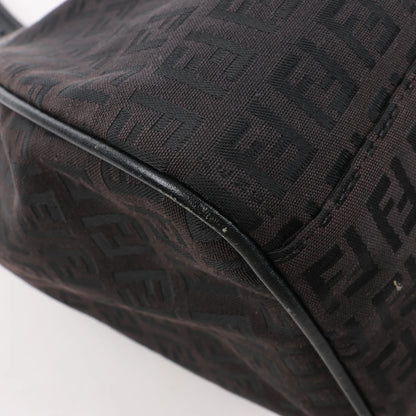 FENDI Zucchino Canvas x Leather Handbag in Brown 8BR091