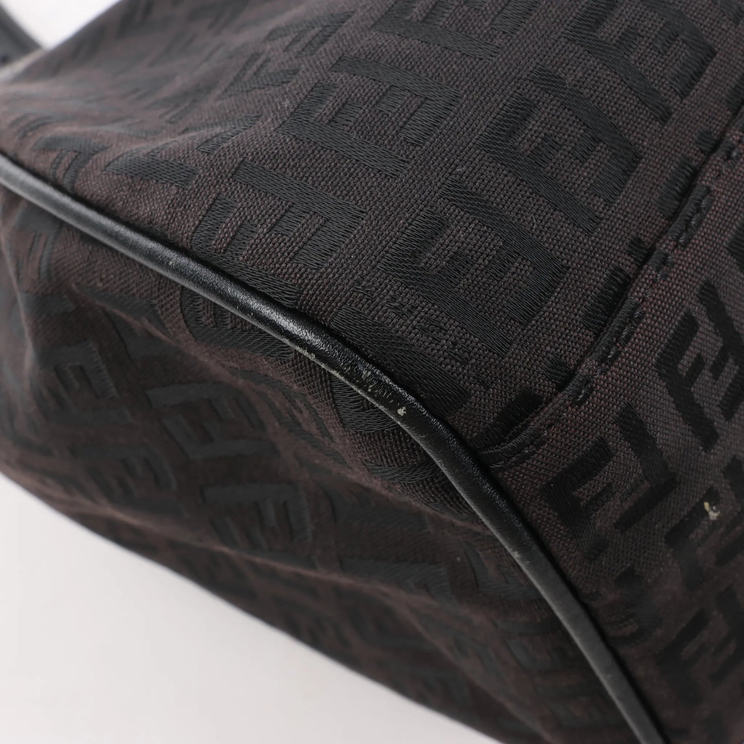 FENDI Zucchino Canvas x Leather Handbag in Brown 8BR091