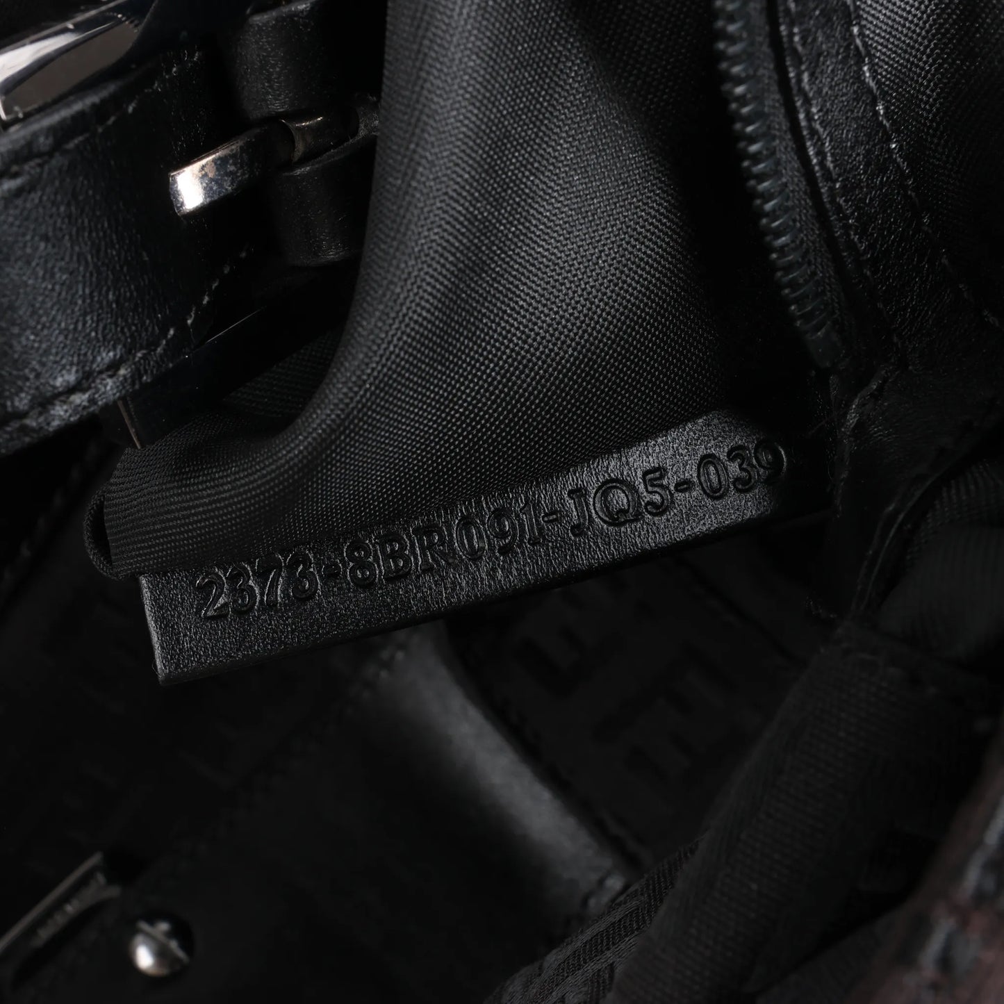 FENDI Zucchino Canvas x Leather Handbag in Brown 8BR091