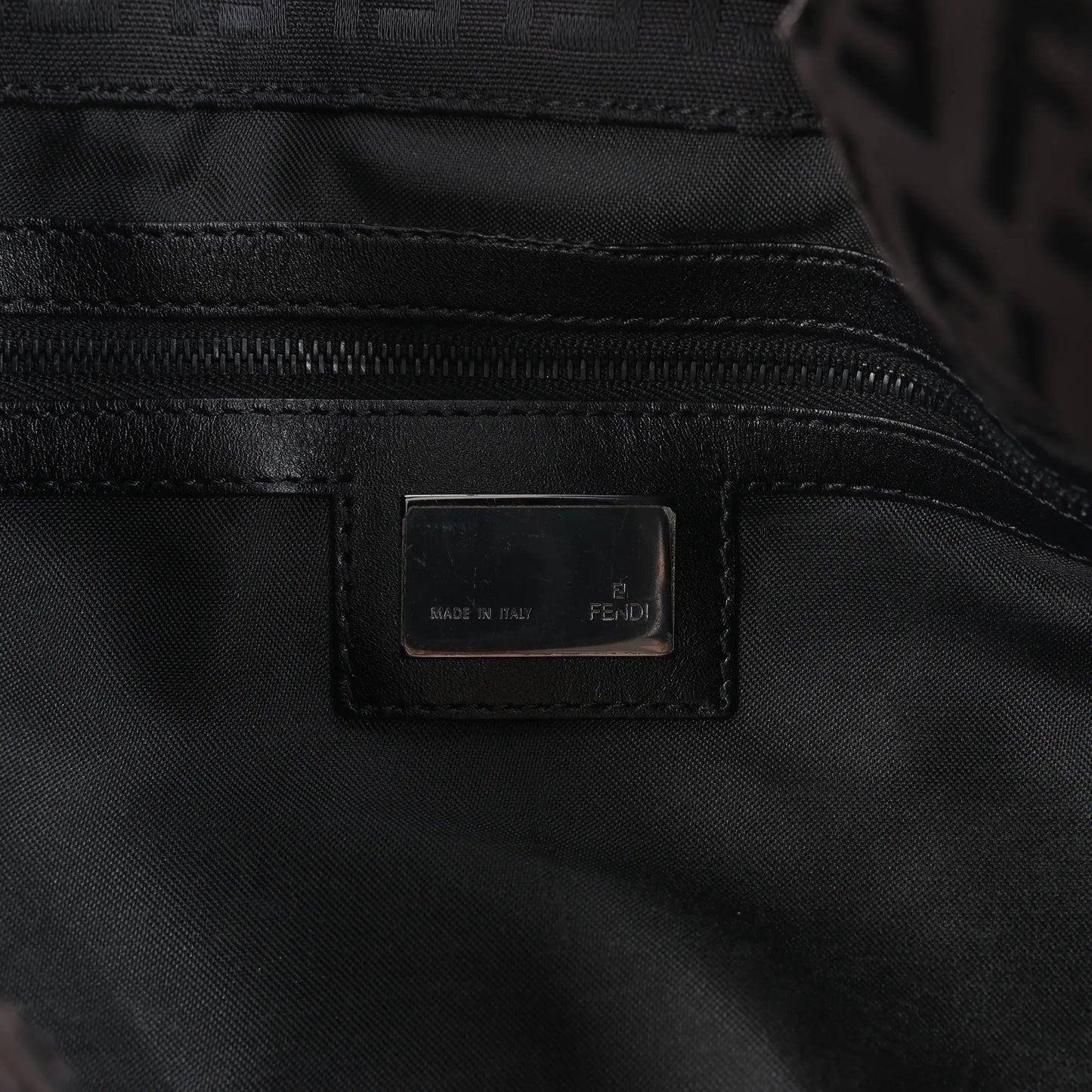 FENDI Zucchino Canvas x Leather Handbag in Brown 8BR091