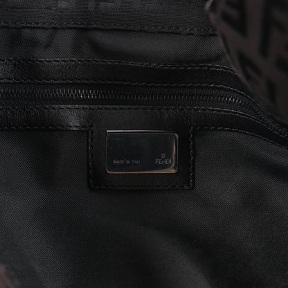 FENDI Zucchino Canvas x Leather Handbag in Brown 8BR091