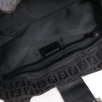 FENDI Zucchino Canvas x Leather Handbag in Brown 8BR091
