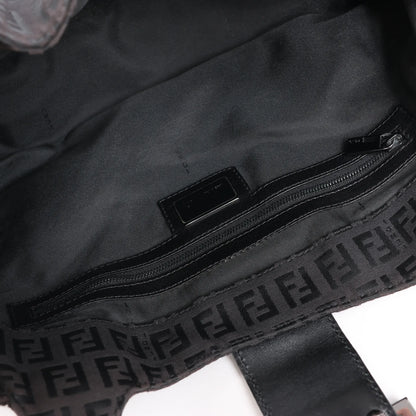 FENDI Zucchino Canvas x Leather Handbag in Brown 8BR091