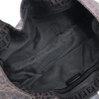 FENDI Zucchino Canvas x Leather Handbag in Brown 8BR091