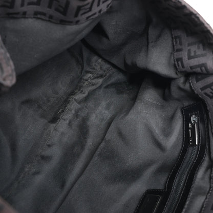 FENDI Zucchino Canvas x Leather Handbag in Brown 8BR091