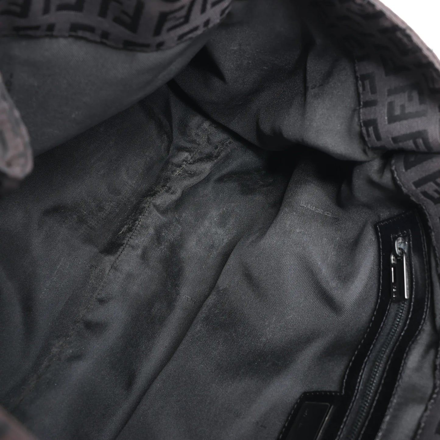 FENDI Zucchino Canvas x Leather Handbag in Brown 8BR091