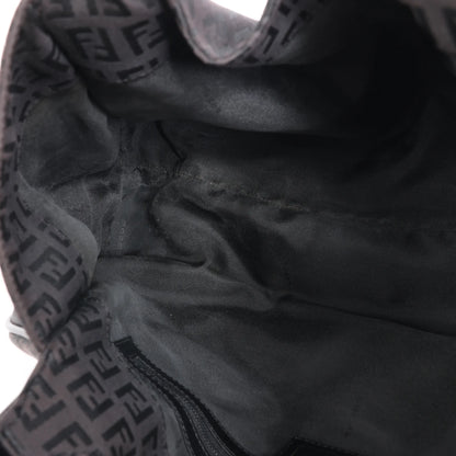 FENDI Zucchino Canvas x Leather Handbag in Brown 8BR091