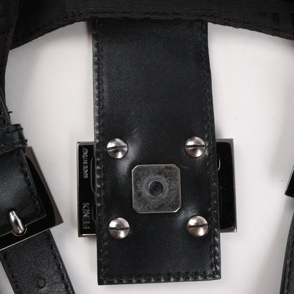 FENDI Zucchino Canvas x Leather Handbag in Brown 8BR091