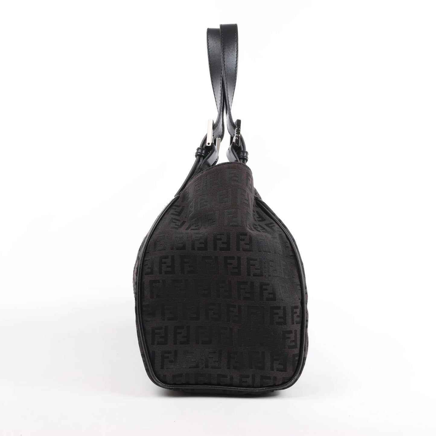 FENDI Zucchino Canvas x Leather Handbag in Brown 8BR091