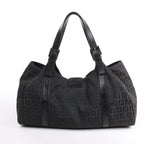 FENDI Zucchino Canvas x Leather Handbag in Brown 8BR091