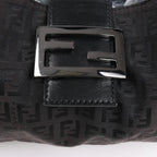 FENDI Zucchino Canvas x Leather Handbag in Brown 8BR091