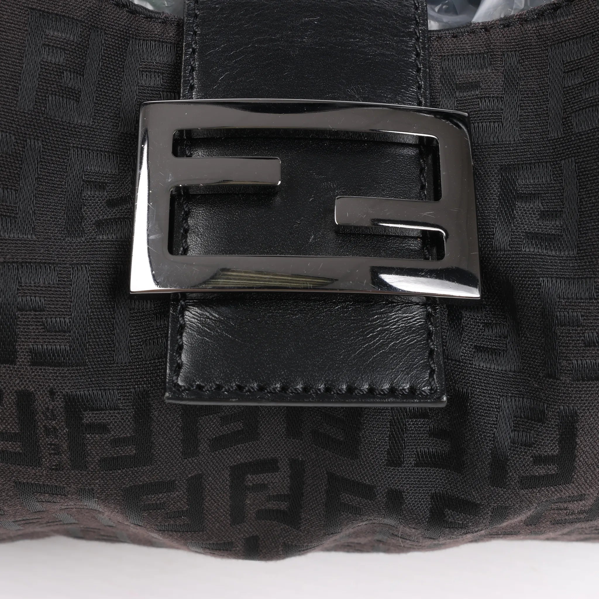 FENDI Zucchino Canvas x Leather Handbag in Brown 8BR091