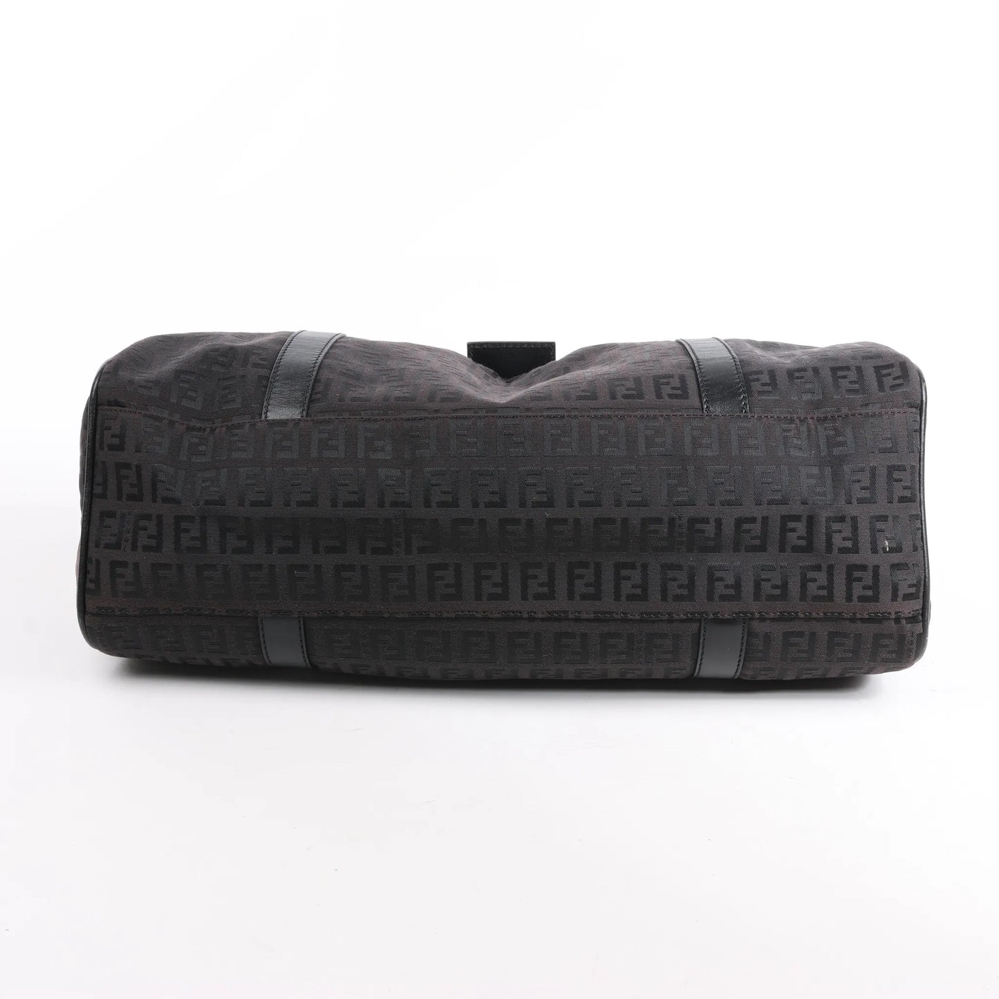 FENDI Zucchino Canvas x Leather Handbag in Brown 8BR091