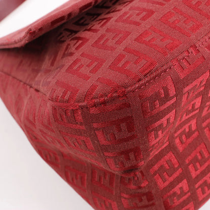 FENDI Zucchino Mamma Baguette Canvas & Leather Shoulder bag in Red 8BR001