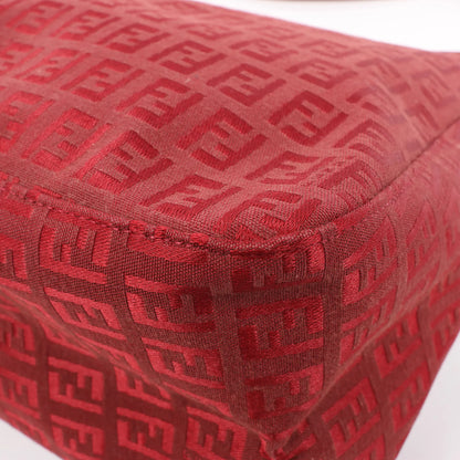FENDI Zucchino Mamma Baguette Canvas & Leather Shoulder bag in Red 8BR001