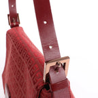 FENDI Zucchino Mamma Baguette Canvas & Leather Shoulder bag in Red 8BR001