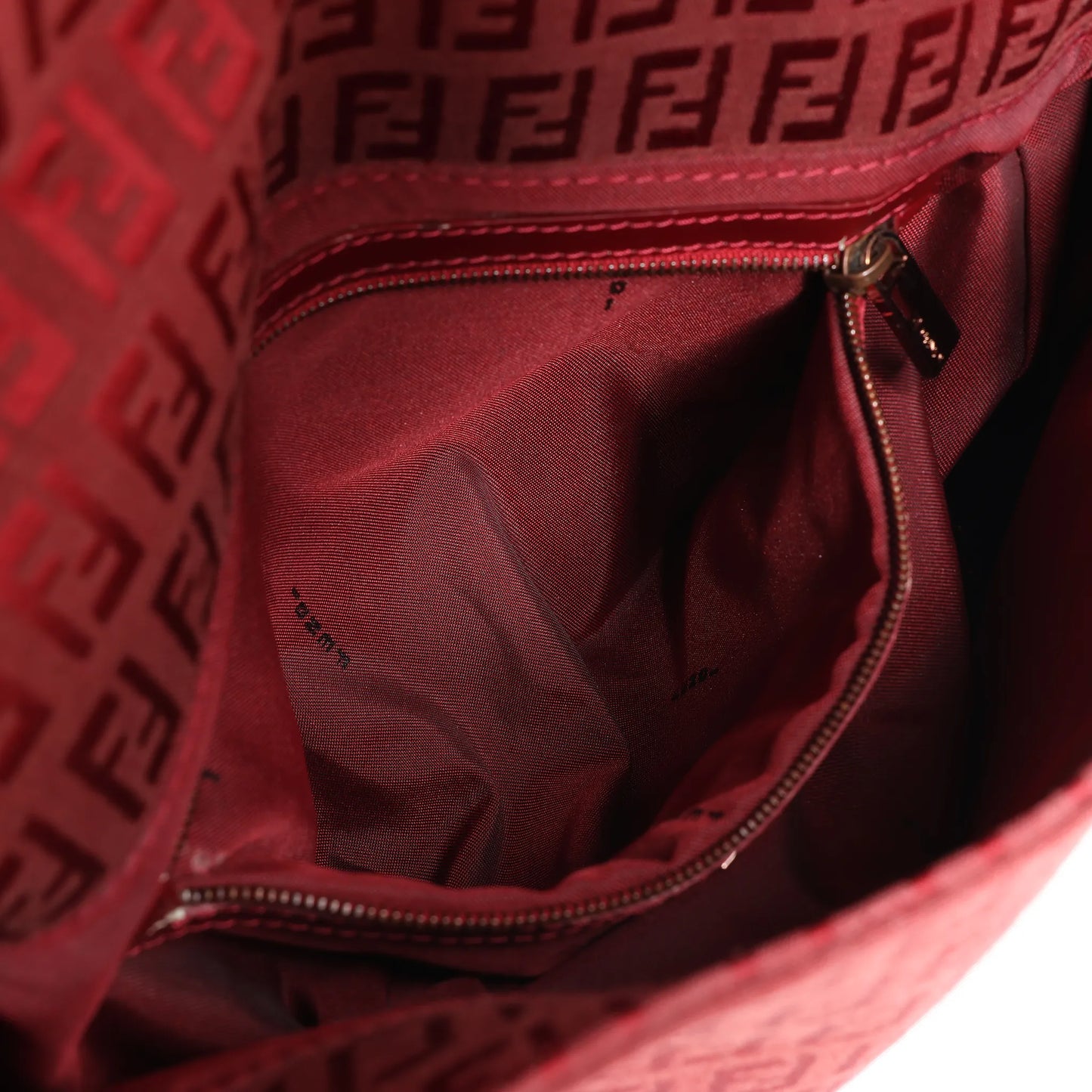 FENDI Zucchino Mamma Baguette Canvas & Leather Shoulder bag in Red 8BR001